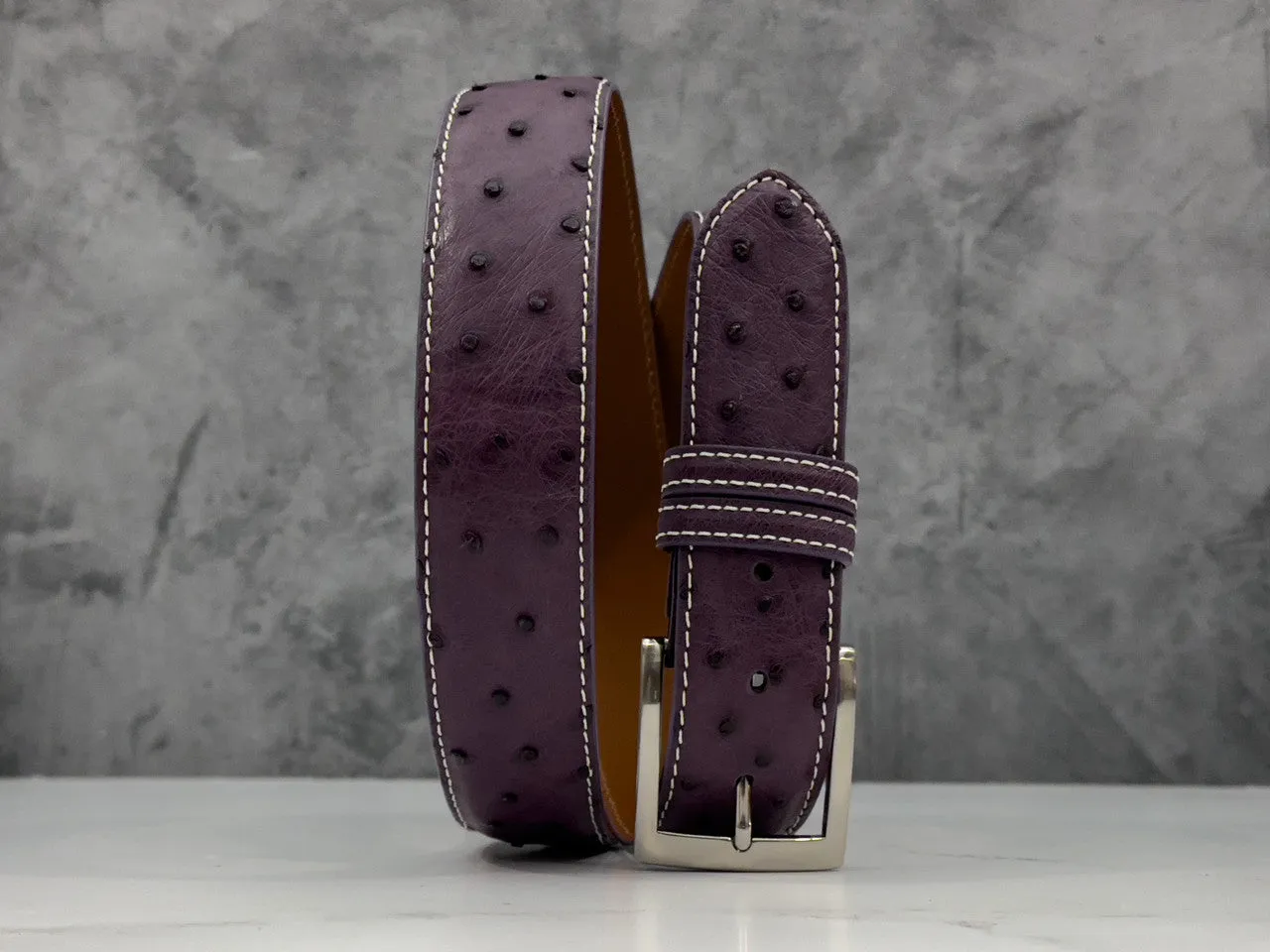 Ostrich Quill Belt: Purple