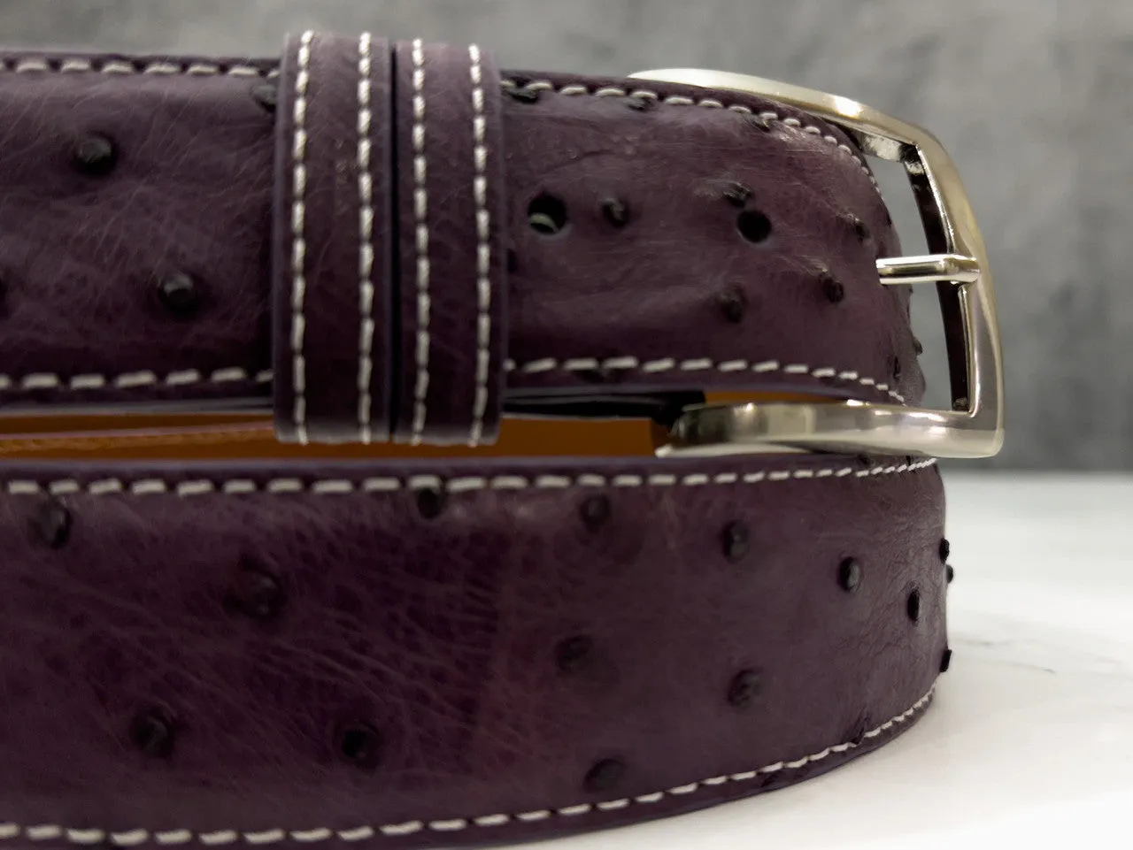 Ostrich Quill Belt: Purple
