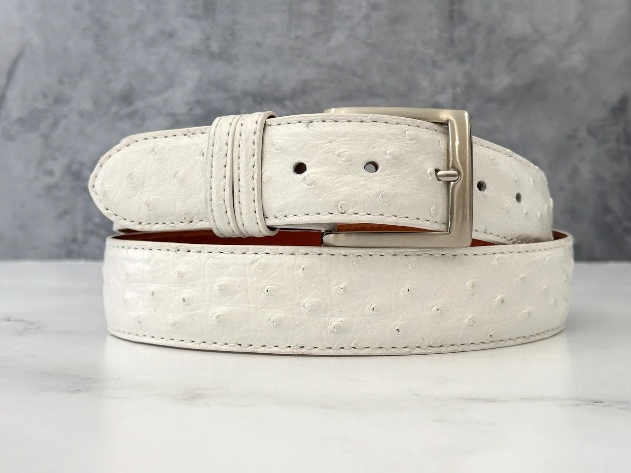 Ostrich Quill Belt: White