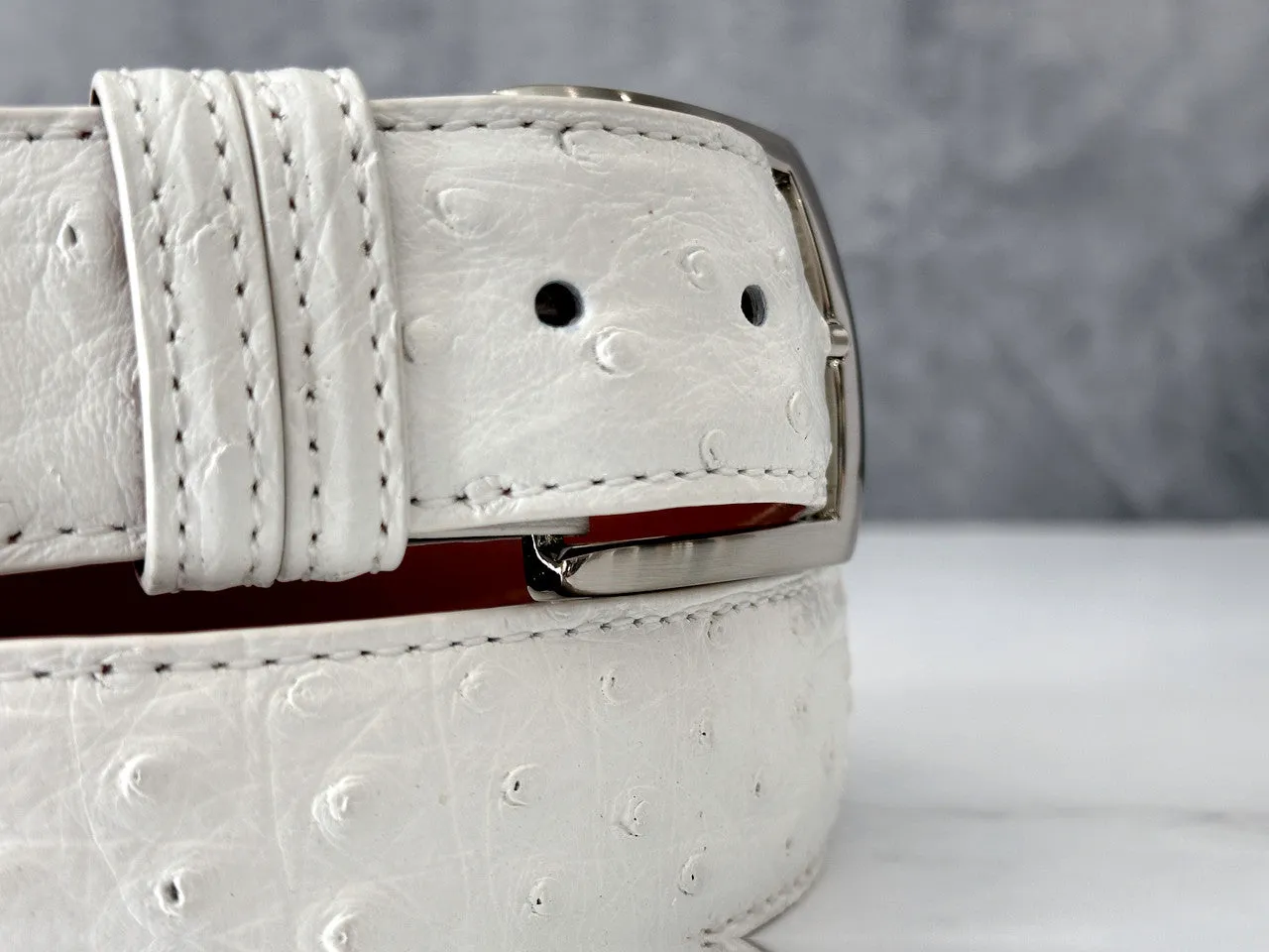 Ostrich Quill Belt: White