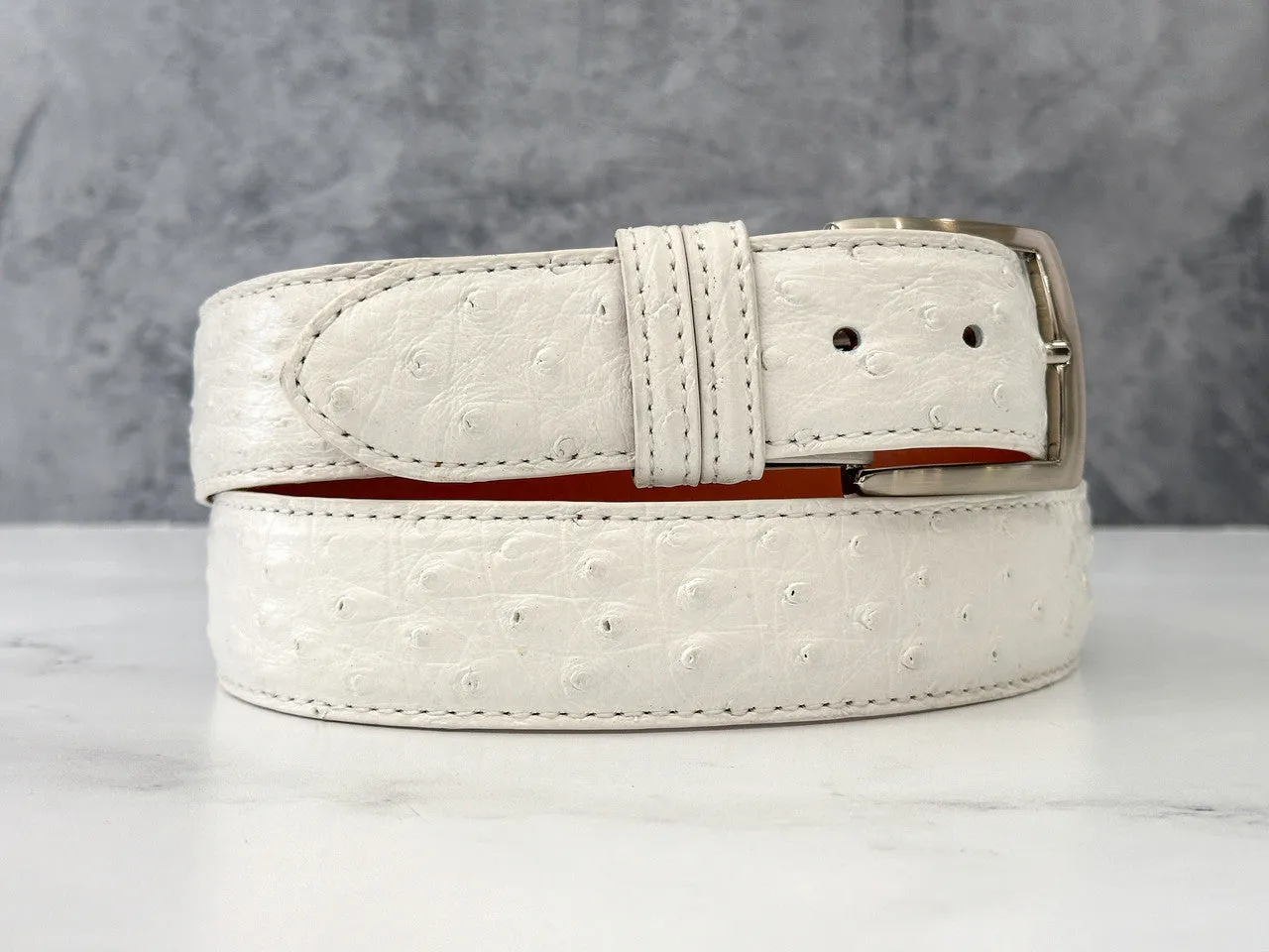 Ostrich Quill Belt: White
