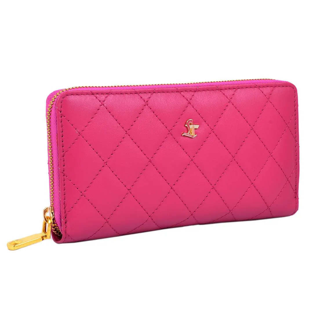 Palm | Leather Wallet for Women | 100% Genuine Leather | Color: Purple, Blue, Green, Orange, Red, Cherry, Pink, Beige & Yellow