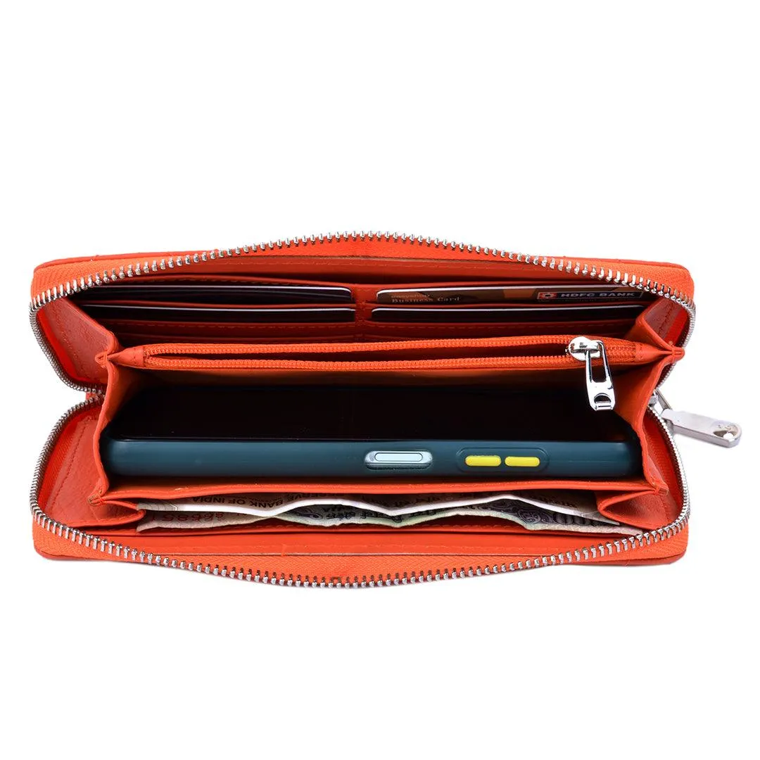 Palm | Leather Wallet for Women | 100% Genuine Leather | Color: Purple, Blue, Green, Orange, Red, Cherry, Pink, Beige & Yellow