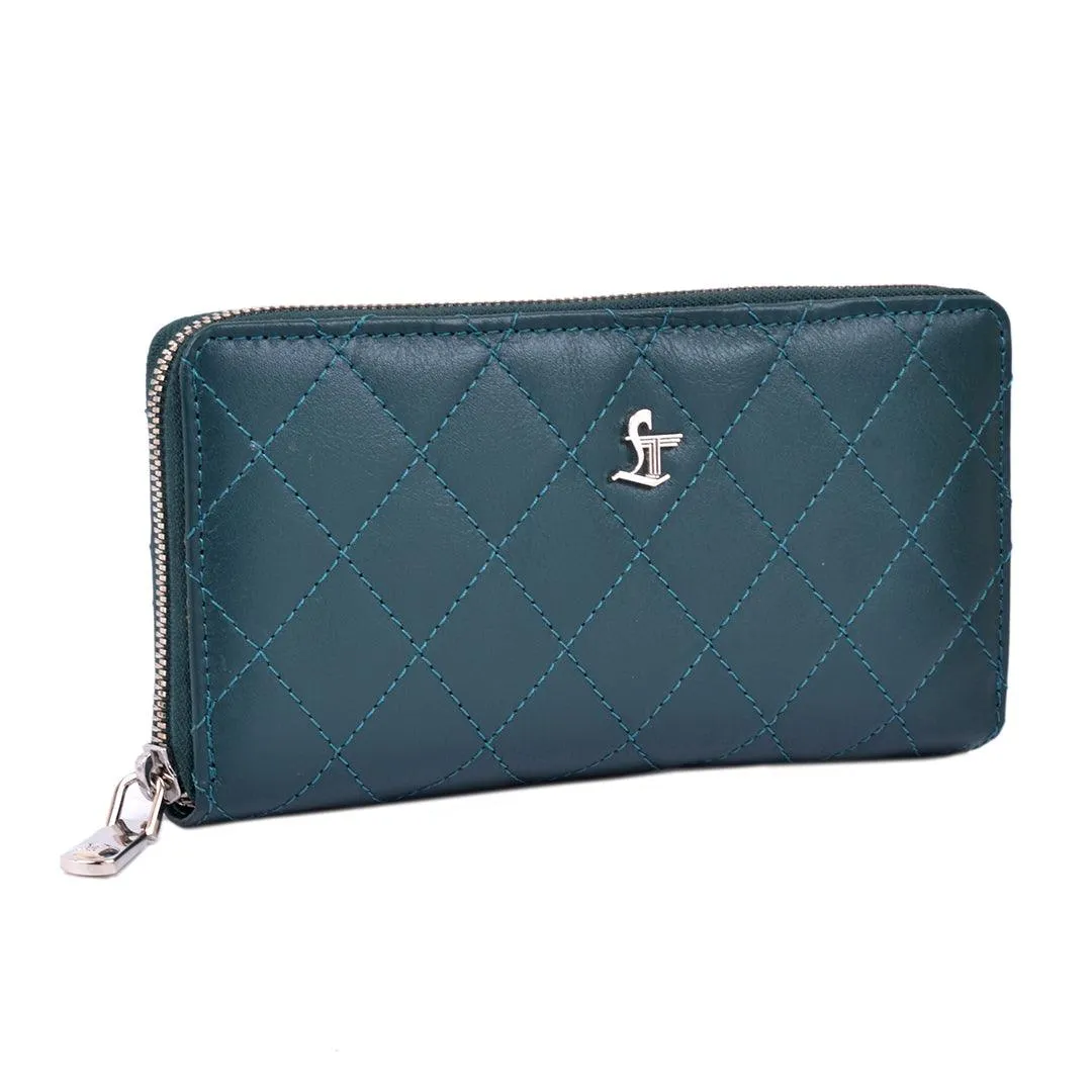 Palm | Leather Wallet for Women | 100% Genuine Leather | Color: Purple, Blue, Green, Orange, Red, Cherry, Pink, Beige & Yellow