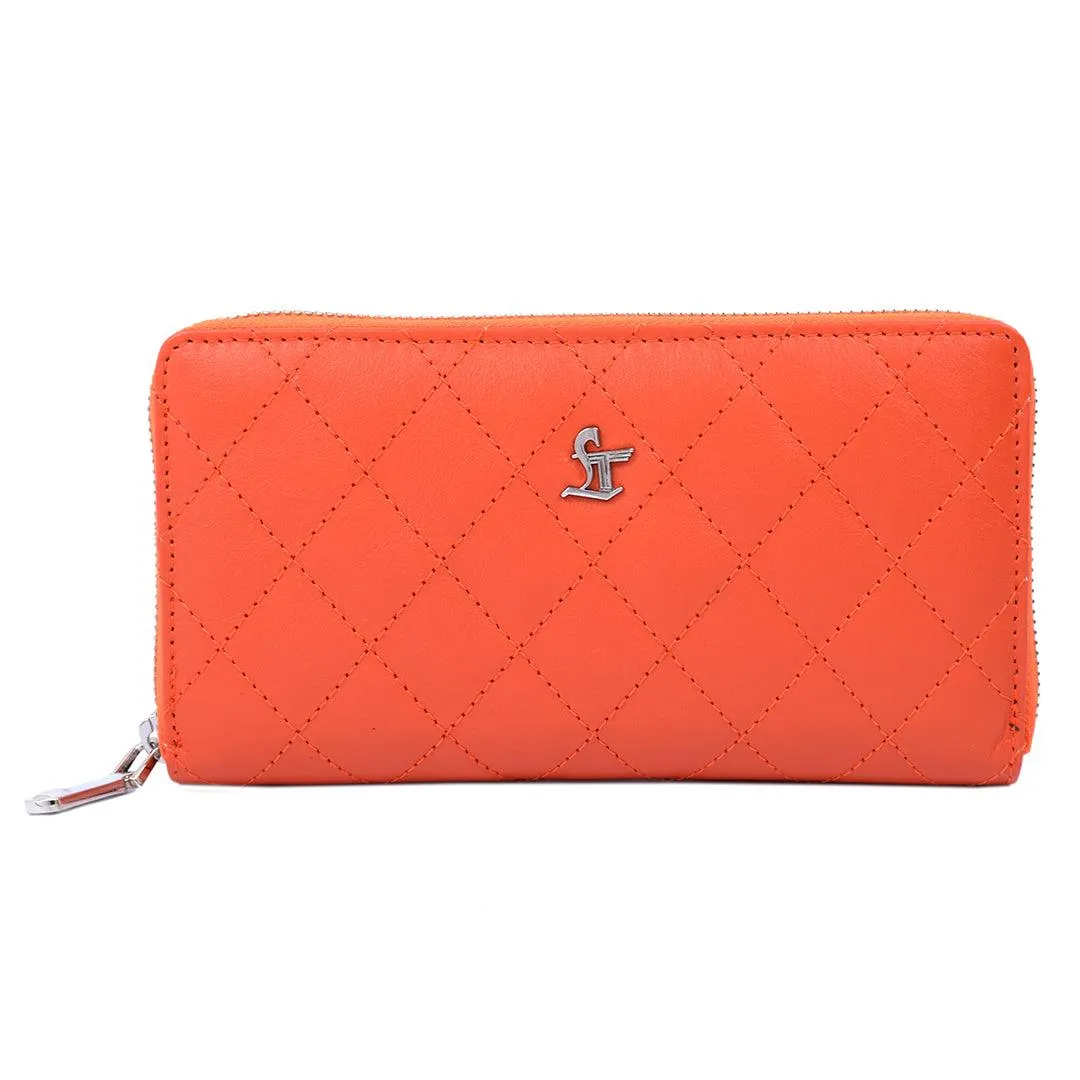 Palm | Leather Wallet for Women | 100% Genuine Leather | Color: Purple, Blue, Green, Orange, Red, Cherry, Pink, Beige & Yellow