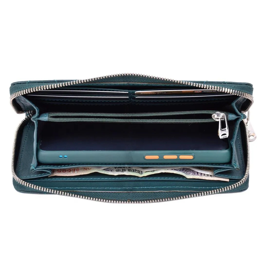 Palm | Leather Wallet for Women | 100% Genuine Leather | Color: Purple, Blue, Green, Orange, Red, Cherry, Pink, Beige & Yellow