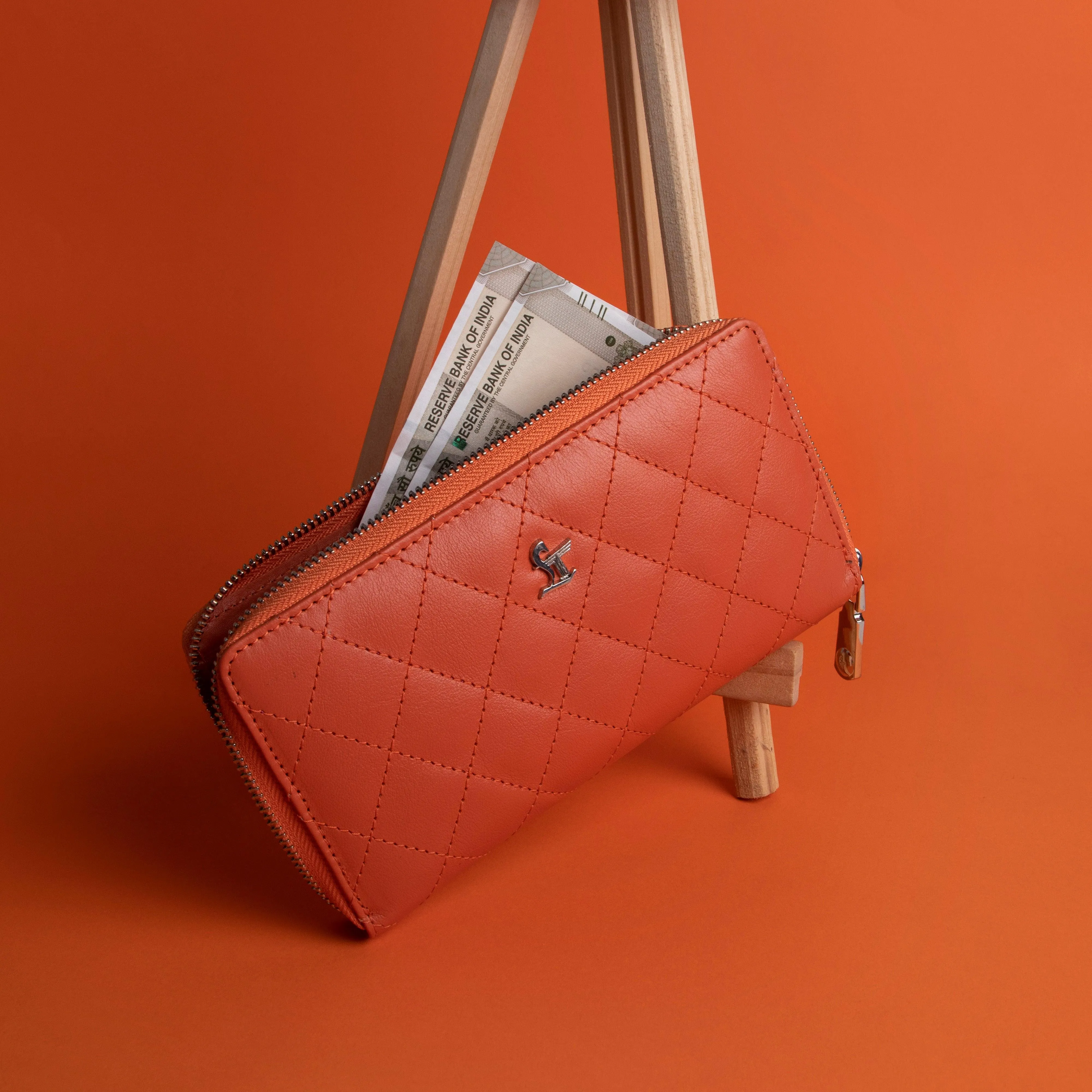 Palm | Leather Wallet for Women | 100% Genuine Leather | Color: Purple, Blue, Green, Orange, Red, Cherry, Pink, Beige & Yellow