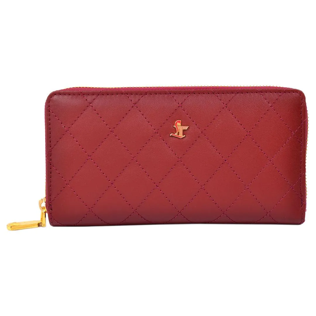 Palm | Leather Wallet for Women | 100% Genuine Leather | Color: Purple, Blue, Green, Orange, Red, Cherry, Pink, Beige & Yellow