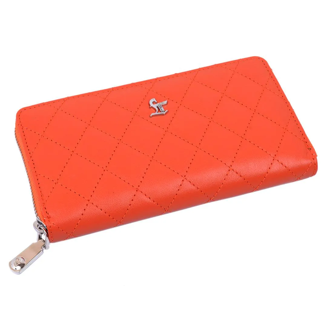Palm | Leather Wallet for Women | 100% Genuine Leather | Color: Purple, Blue, Green, Orange, Red, Cherry, Pink, Beige & Yellow