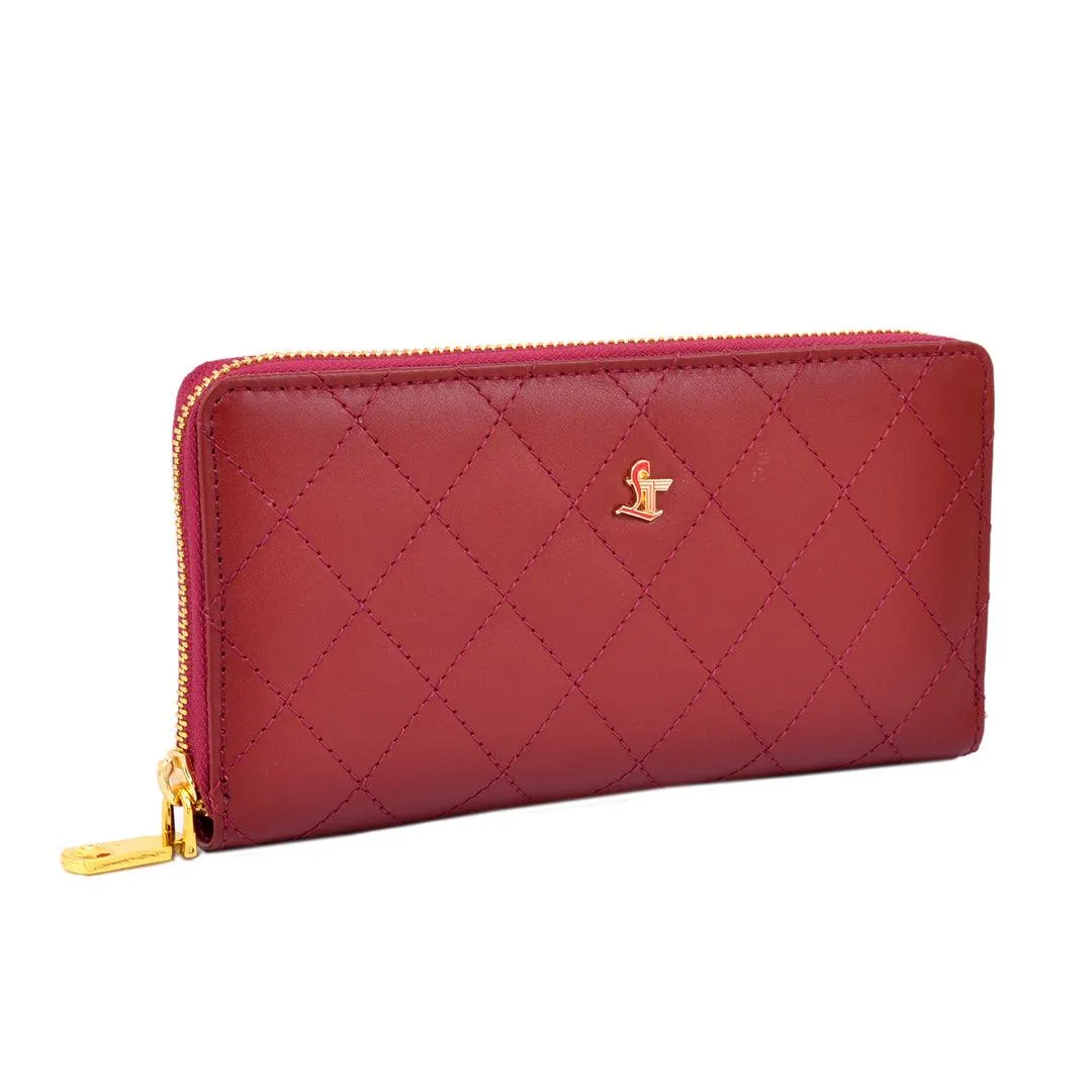 Palm | Leather Wallet for Women | 100% Genuine Leather | Color: Purple, Blue, Green, Orange, Red, Cherry, Pink, Beige & Yellow