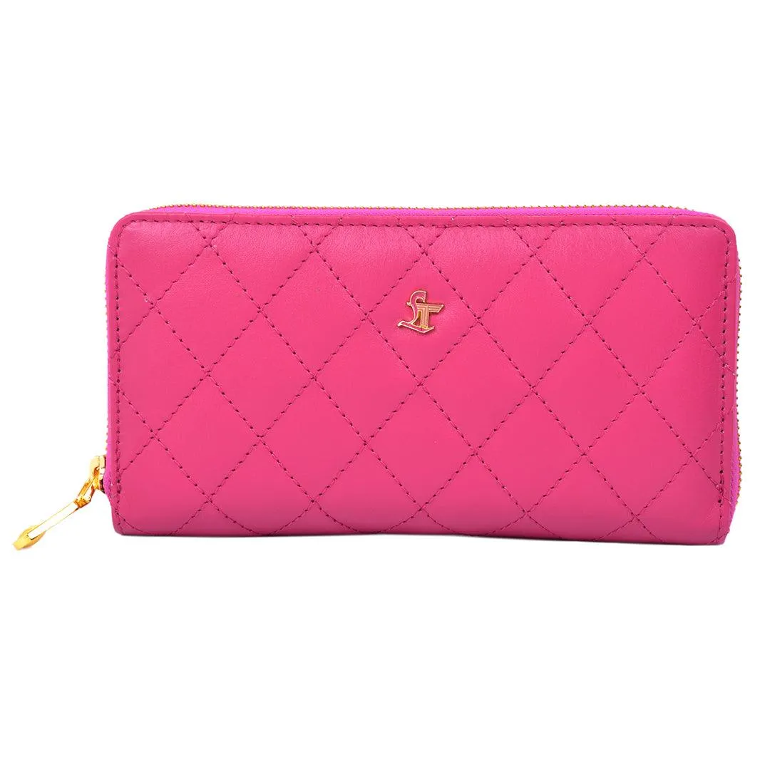 Palm | Leather Wallet for Women | 100% Genuine Leather | Color: Purple, Blue, Green, Orange, Red, Cherry, Pink, Beige & Yellow