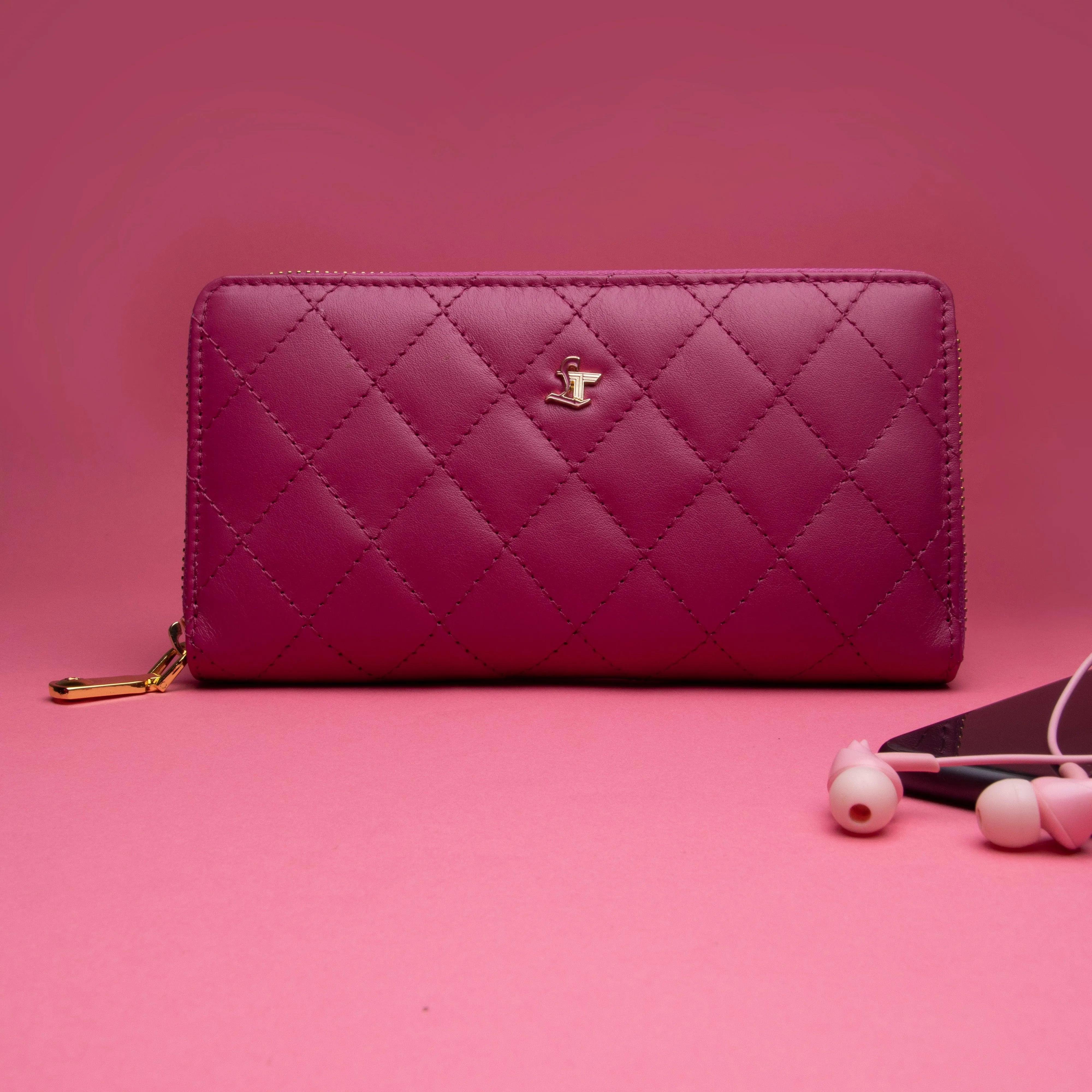Palm | Leather Wallet for Women | 100% Genuine Leather | Color: Purple, Blue, Green, Orange, Red, Cherry, Pink, Beige & Yellow
