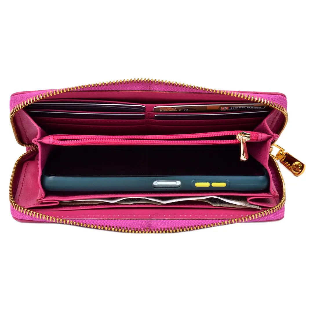Palm | Leather Wallet for Women | 100% Genuine Leather | Color: Purple, Blue, Green, Orange, Red, Cherry, Pink, Beige & Yellow