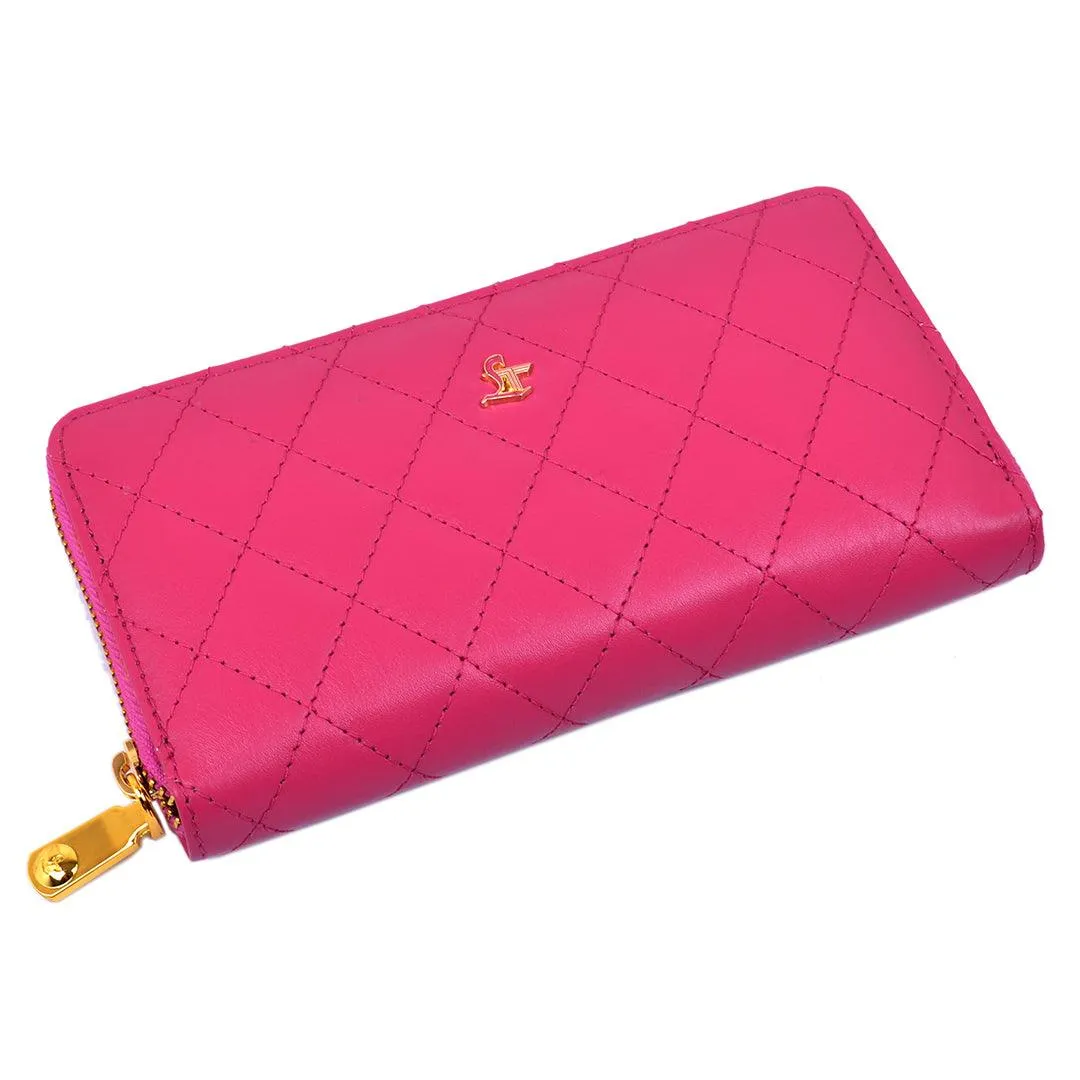 Palm | Leather Wallet for Women | 100% Genuine Leather | Color: Purple, Blue, Green, Orange, Red, Cherry, Pink, Beige & Yellow