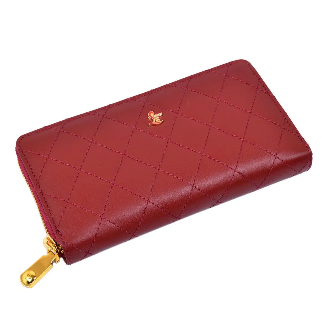 Palm | Leather Wallet for Women | 100% Genuine Leather | Color: Purple, Blue, Green, Orange, Red, Cherry, Pink, Beige & Yellow
