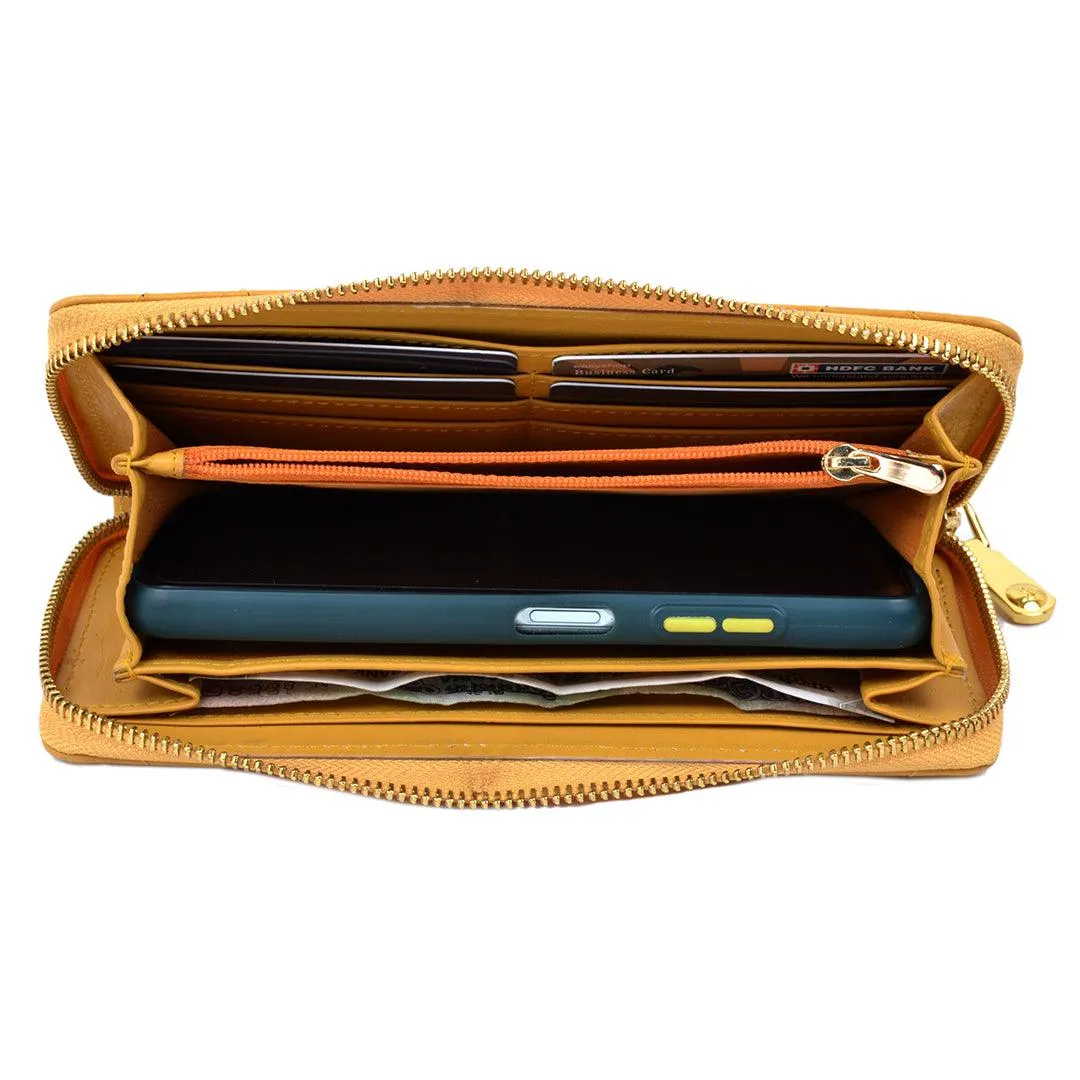 Palm | Leather Wallet for Women | 100% Genuine Leather | Color: Purple, Blue, Green, Orange, Red, Cherry, Pink, Beige & Yellow