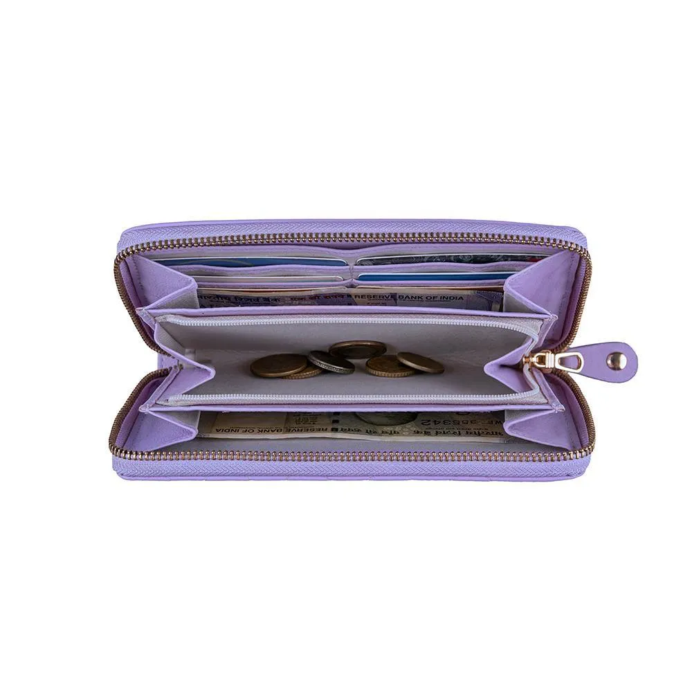 Palm | Leather Wallet for Women | 100% Genuine Leather | Color: Purple, Blue, Green, Orange, Red, Cherry, Pink, Beige & Yellow