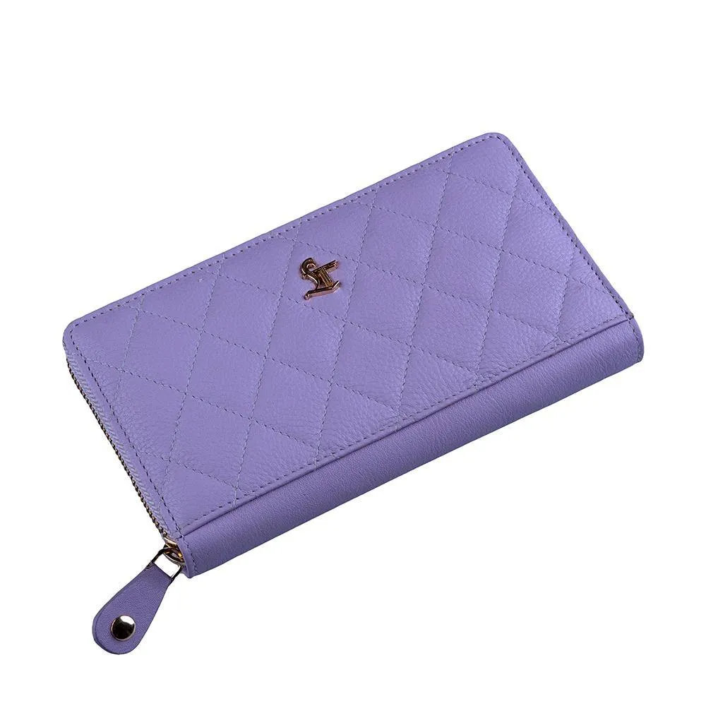 Palm | Leather Wallet for Women | 100% Genuine Leather | Color: Purple, Blue, Green, Orange, Red, Cherry, Pink, Beige & Yellow