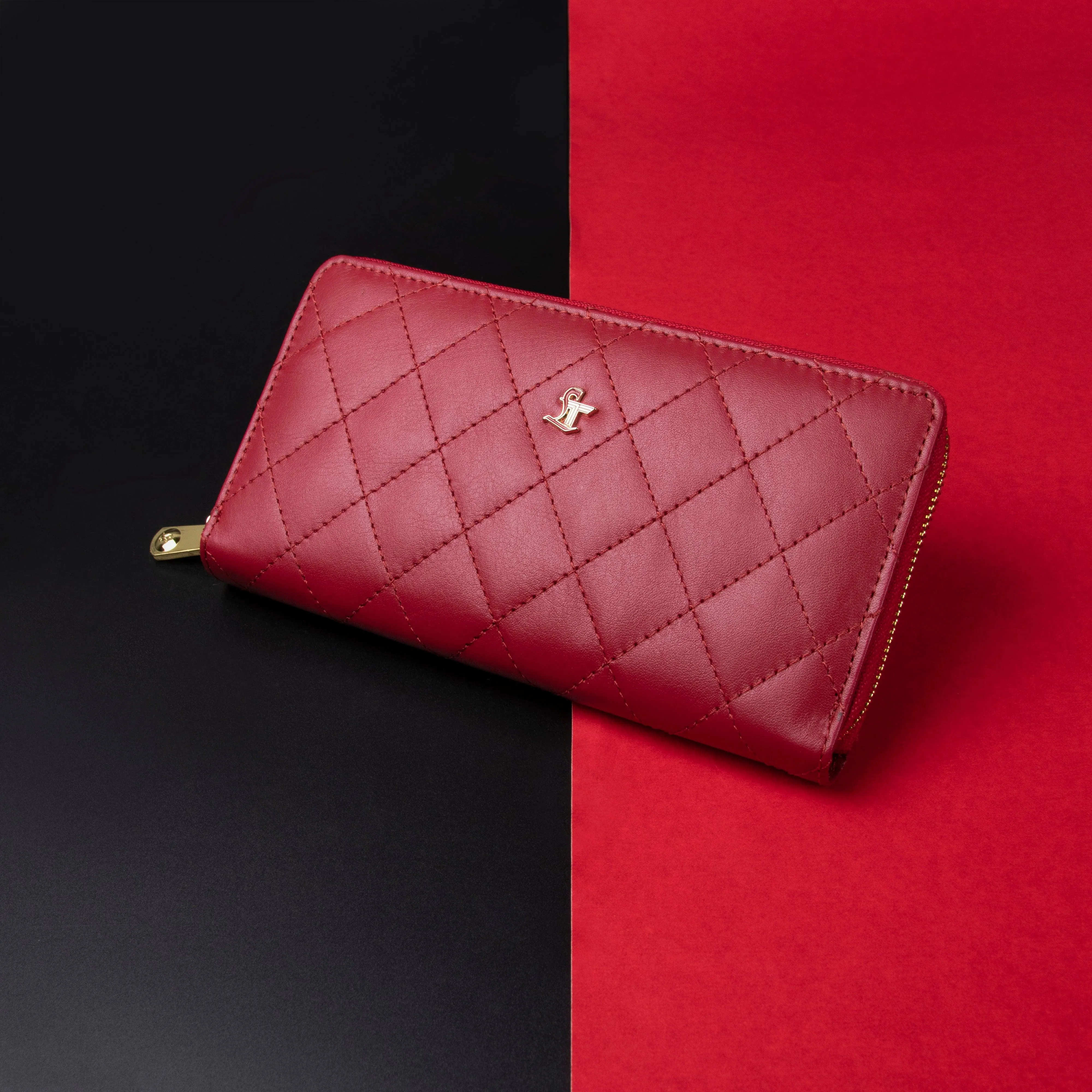 Palm | Leather Wallet for Women | 100% Genuine Leather | Color: Purple, Blue, Green, Orange, Red, Cherry, Pink, Beige & Yellow