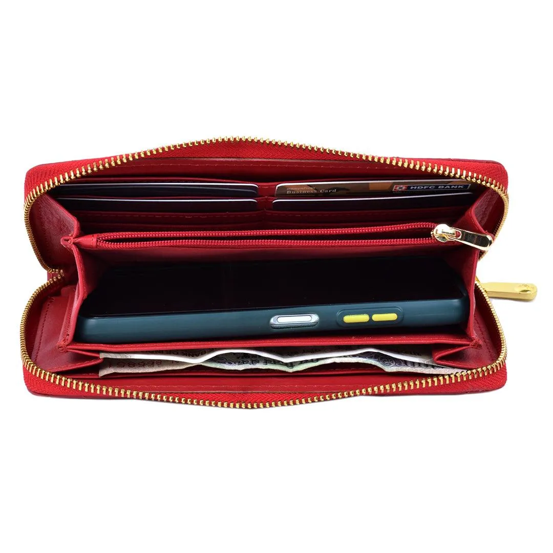 Palm | Leather Wallet for Women | 100% Genuine Leather | Color: Purple, Blue, Green, Orange, Red, Cherry, Pink, Beige & Yellow