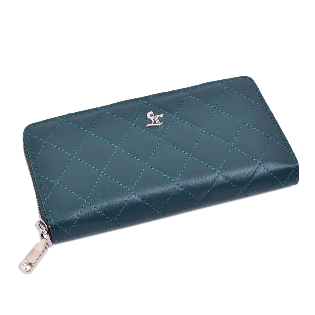 Palm | Leather Wallet for Women | 100% Genuine Leather | Color: Purple, Blue, Green, Orange, Red, Cherry, Pink, Beige & Yellow