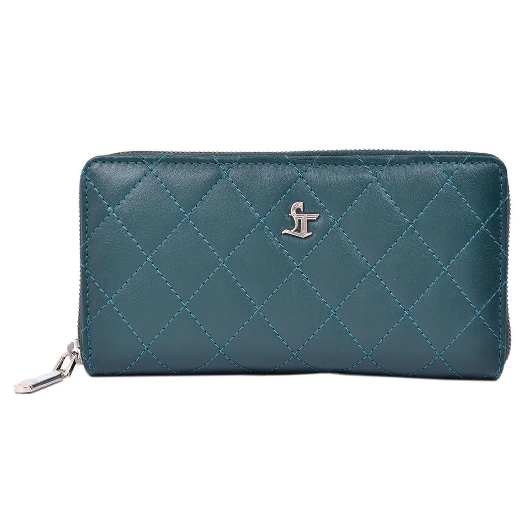 Palm | Leather Wallet for Women | 100% Genuine Leather | Color: Purple, Blue, Green, Orange, Red, Cherry, Pink, Beige & Yellow