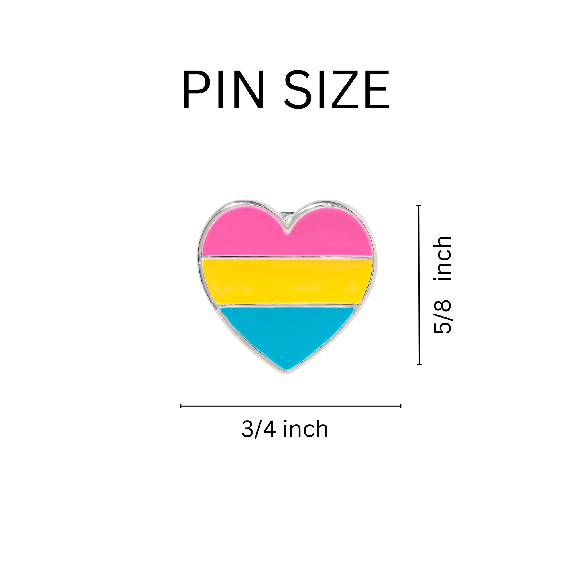 Pansexual Heart Shaped Pins