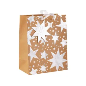 Paper Trendz Small Holiday Gift Bag - Silver Stars