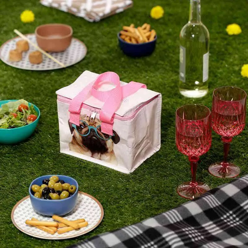Pug Dog Cooler Lunch Bag - Summer Beach - Picnic  Bags