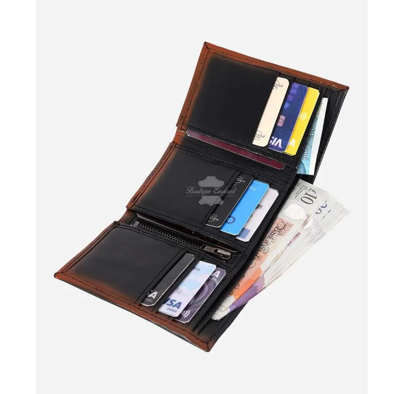 TRIFOLD LEATHER Wallet Multiple Card Slots Cash Wallet