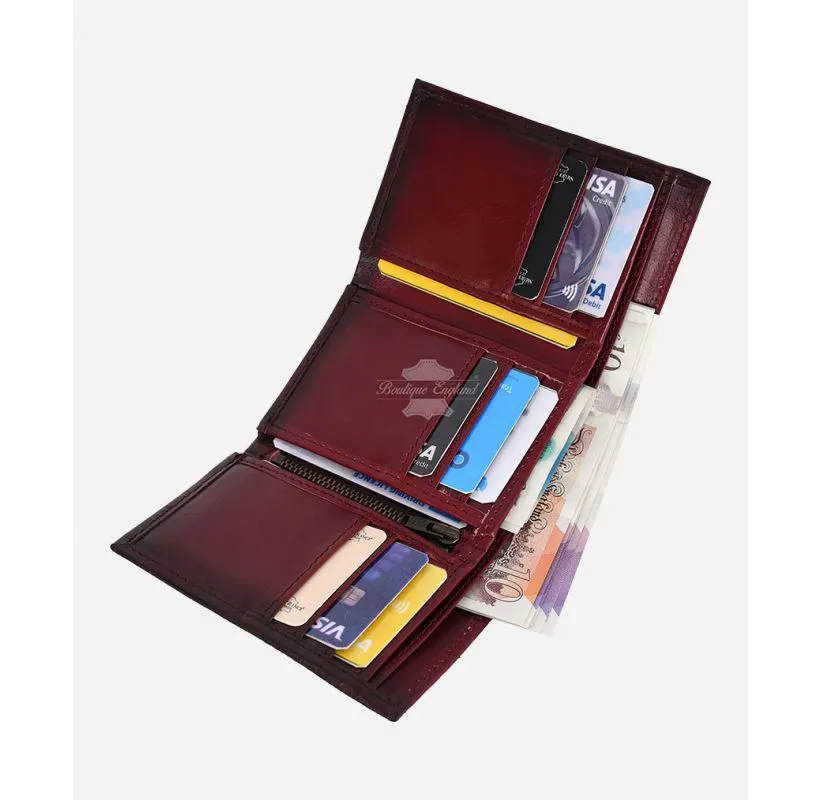 TRIFOLD LEATHER Wallet Multiple Card Slots Cash Wallet