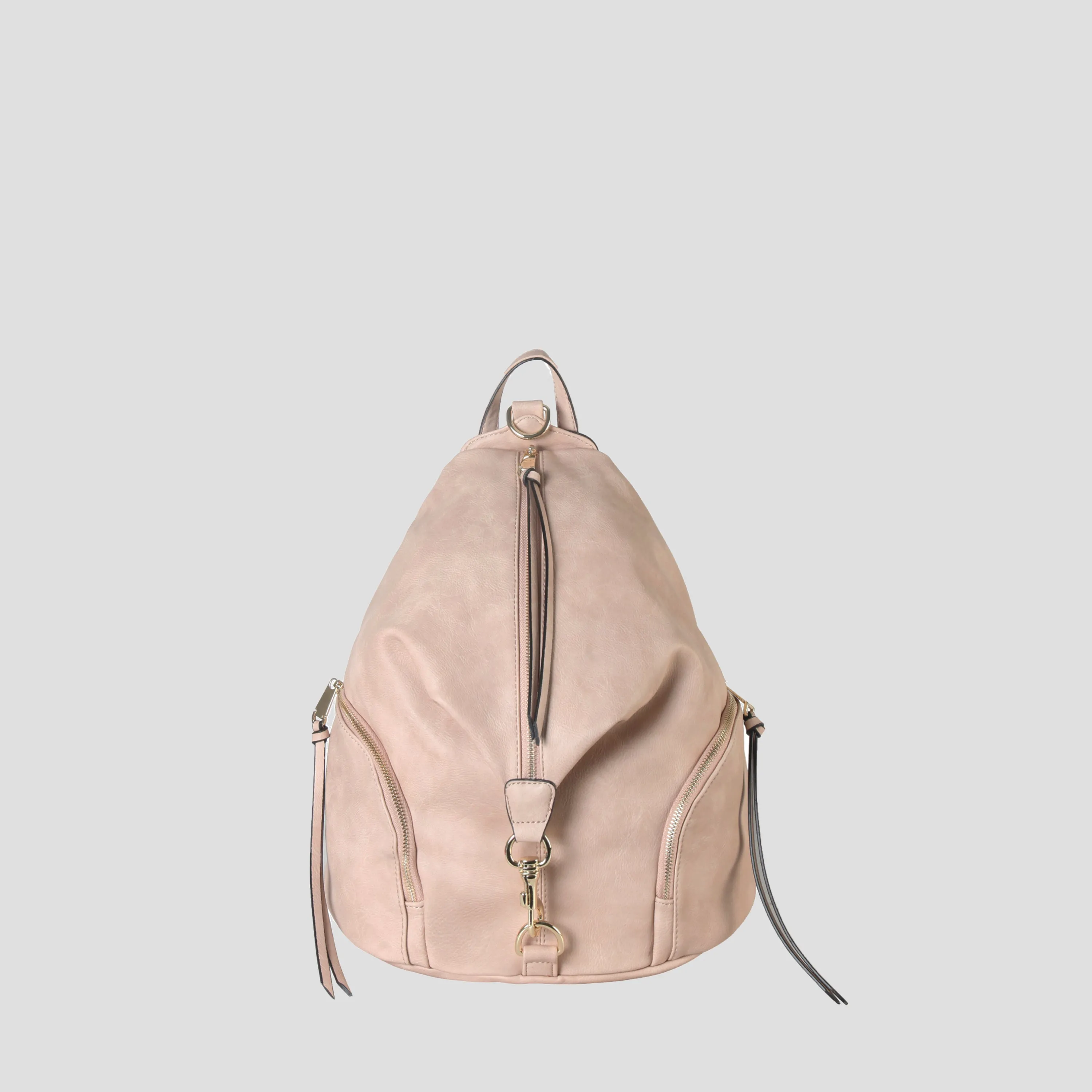 Vegan Leather Backpack With Zipper Pockets On Both Sides Women Purse