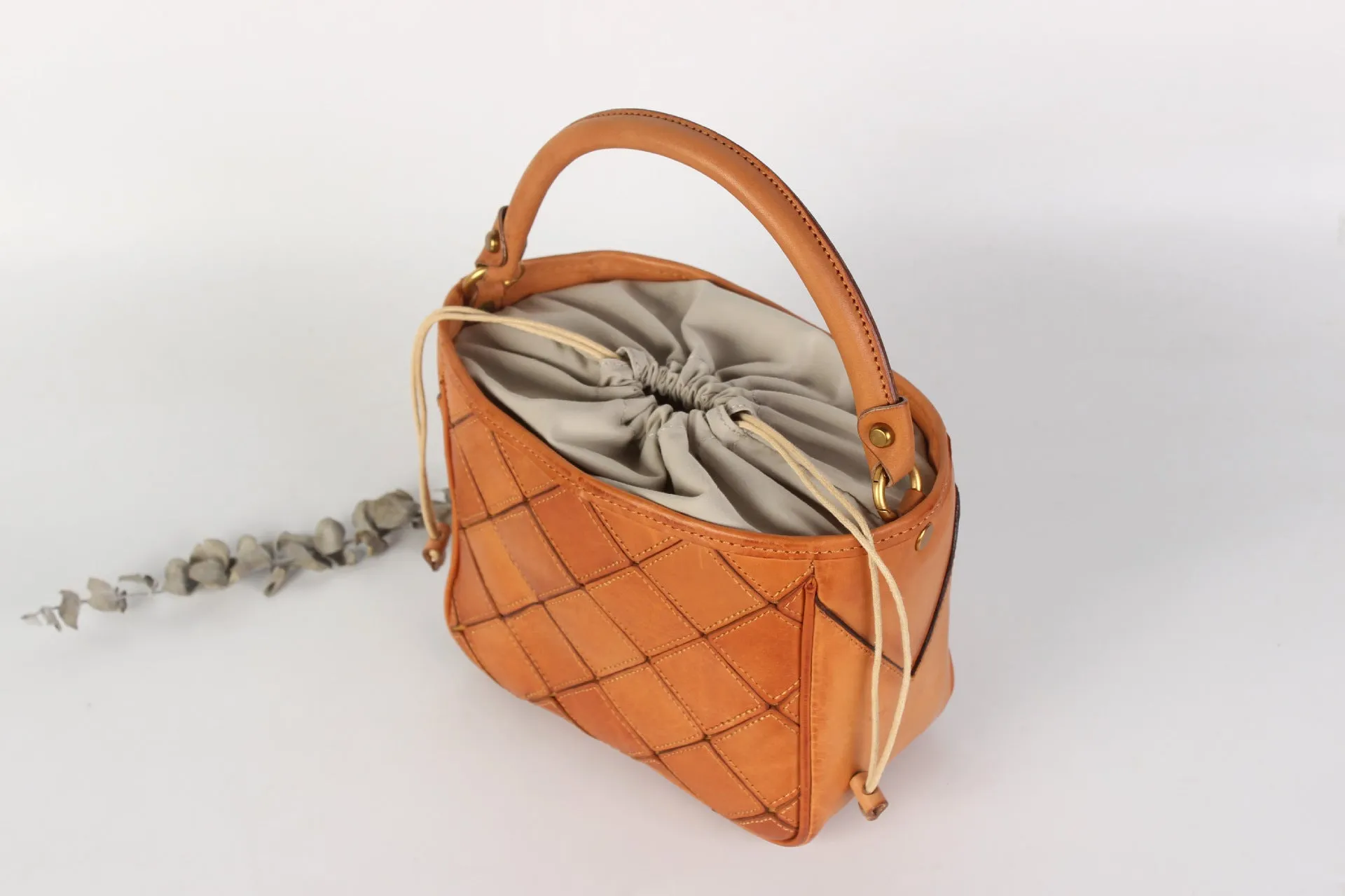 Vintage Womens Bucket Shoulder Bag Genuine Leather Handbags For Women