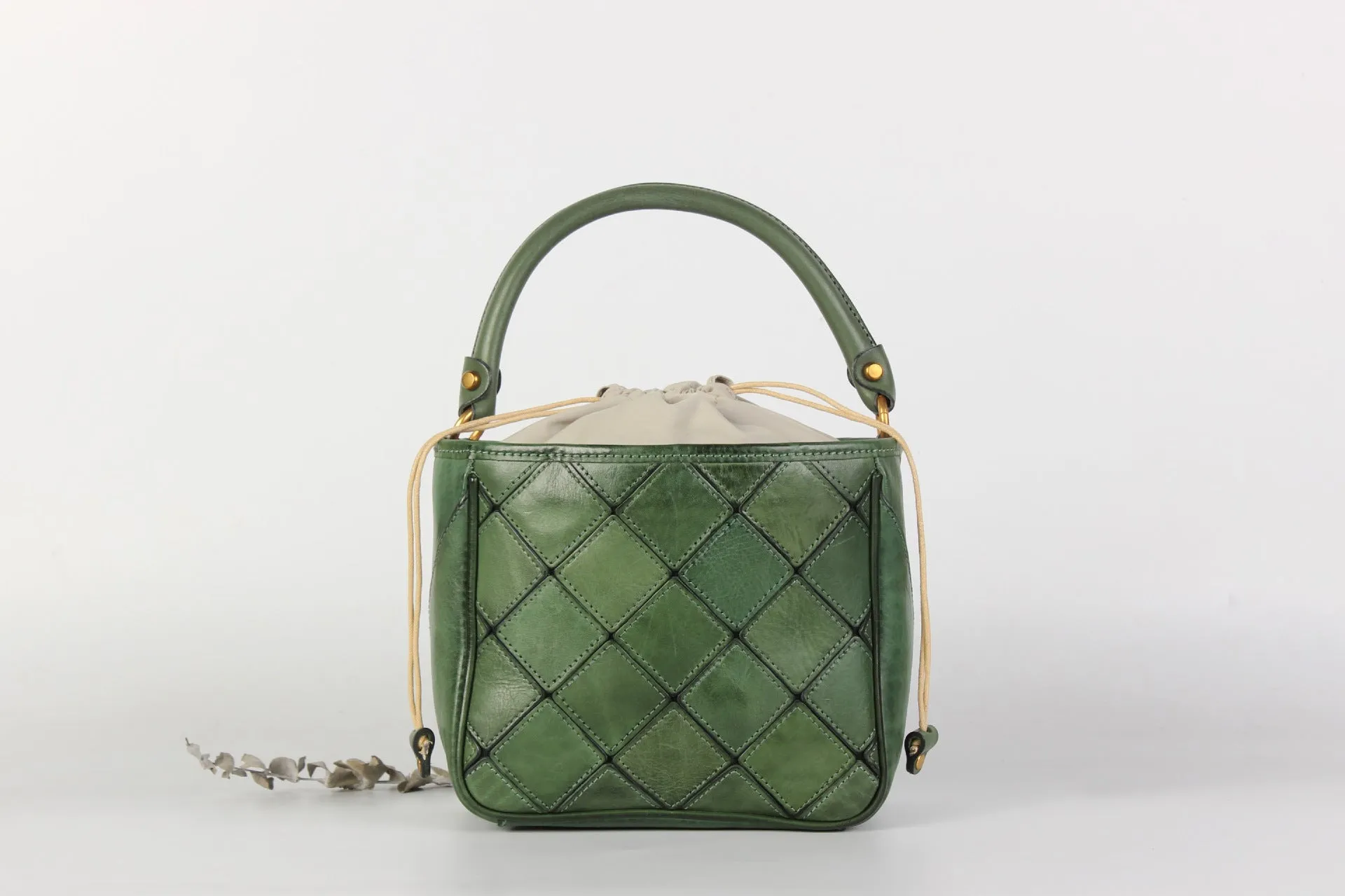 Vintage Womens Bucket Shoulder Bag Genuine Leather Handbags For Women