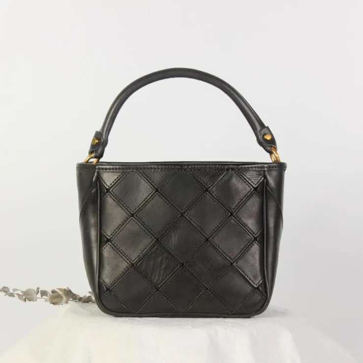 Vintage Womens Bucket Shoulder Bag Genuine Leather Handbags For Women