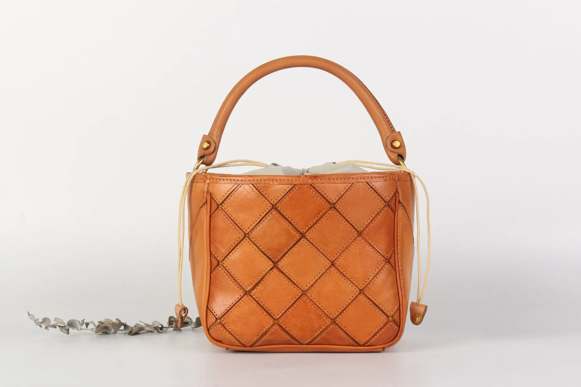 Vintage Womens Bucket Shoulder Bag Genuine Leather Handbags For Women