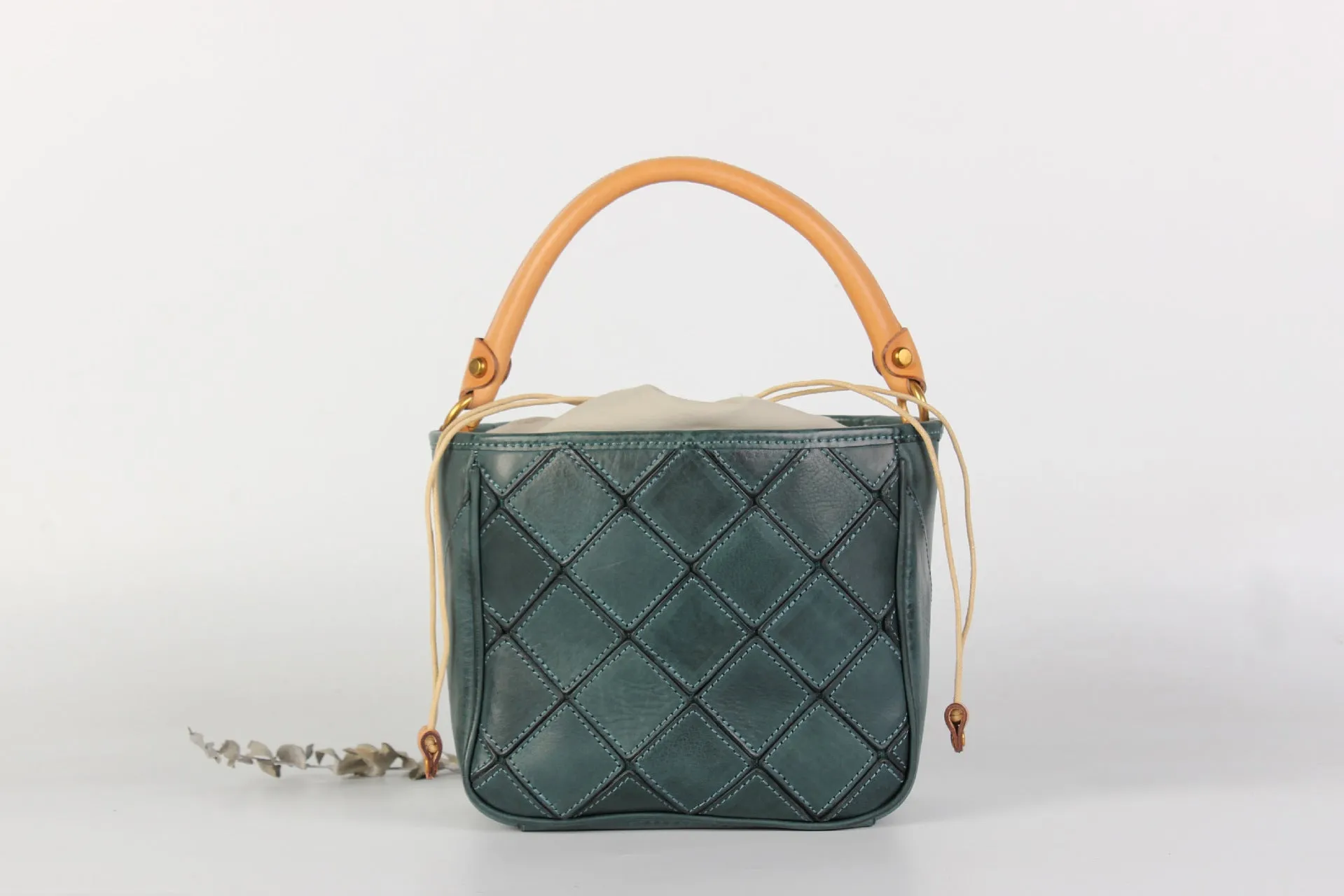 Vintage Womens Bucket Shoulder Bag Genuine Leather Handbags For Women