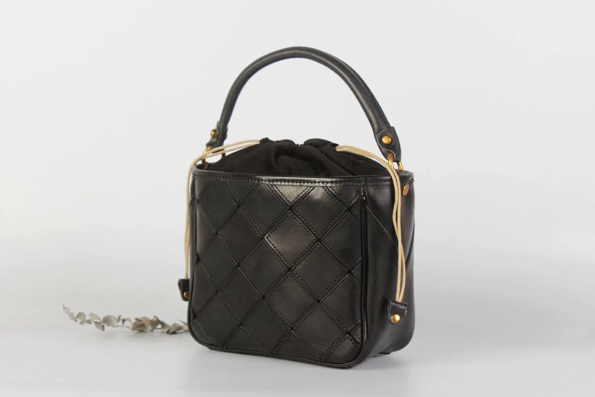 Vintage Womens Bucket Shoulder Bag Genuine Leather Handbags For Women