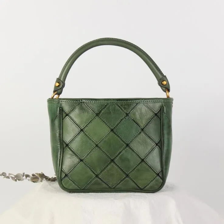 Vintage Womens Bucket Shoulder Bag Genuine Leather Handbags For Women