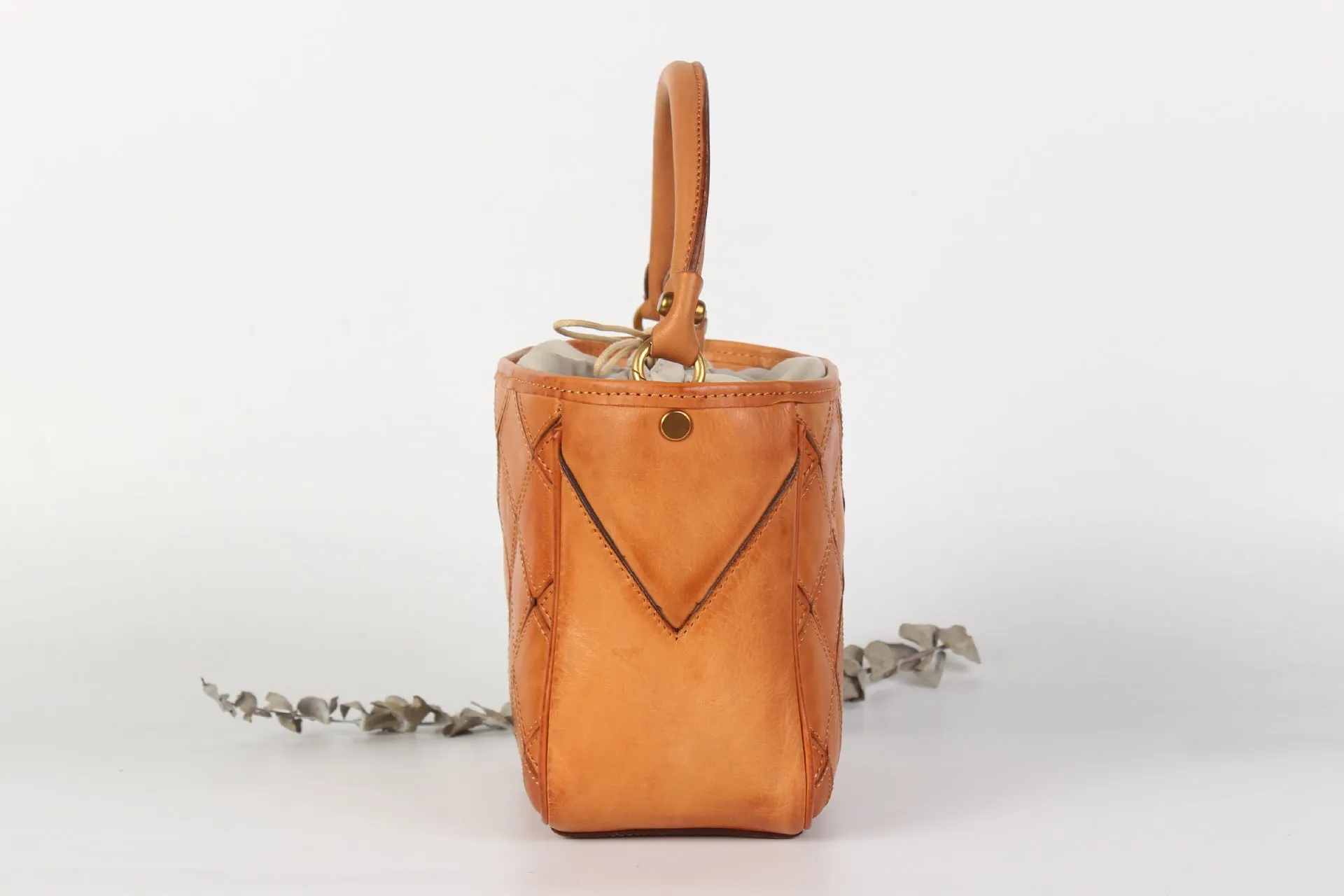 Vintage Womens Bucket Shoulder Bag Genuine Leather Handbags For Women