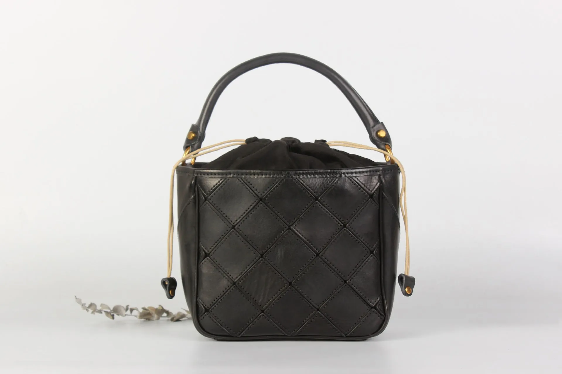 Vintage Womens Bucket Shoulder Bag Genuine Leather Handbags For Women