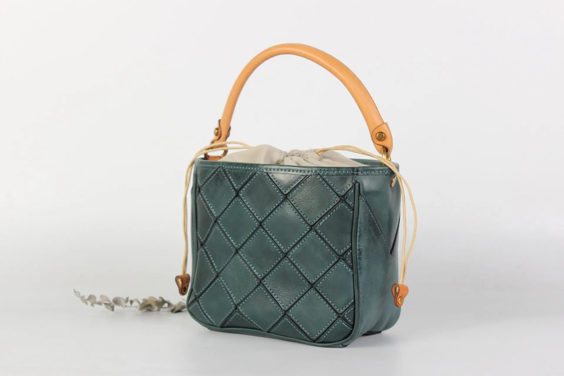 Vintage Womens Bucket Shoulder Bag Genuine Leather Handbags For Women