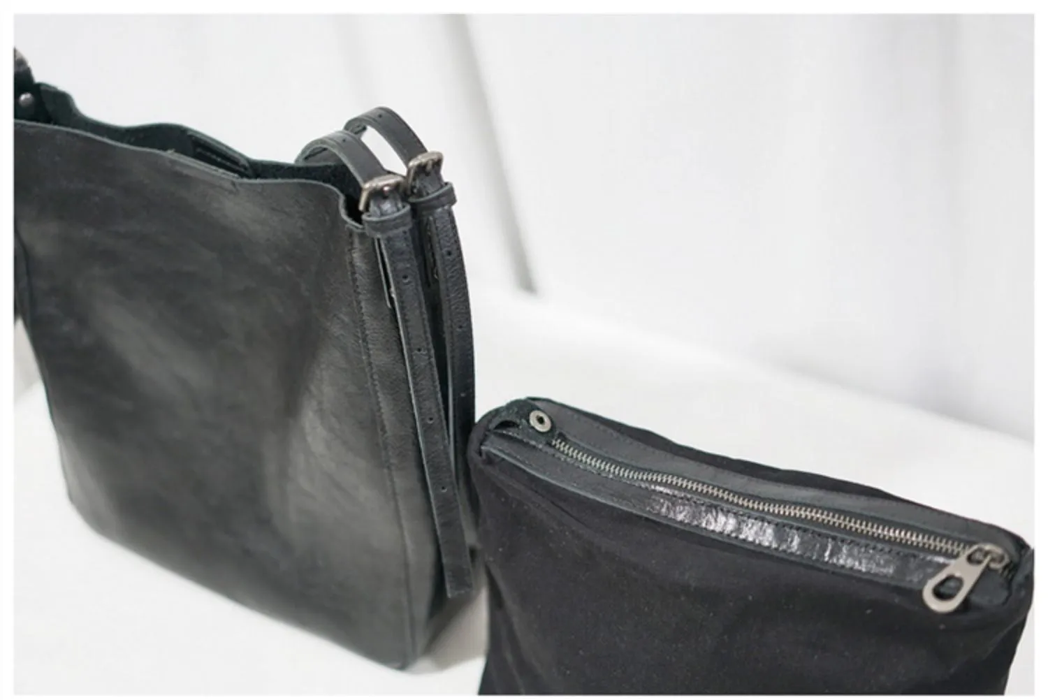 Womens Black Leather Bucket Bag Ladies Shoulder Bag