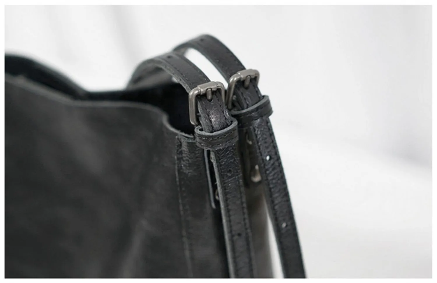Womens Black Leather Bucket Bag Ladies Shoulder Bag