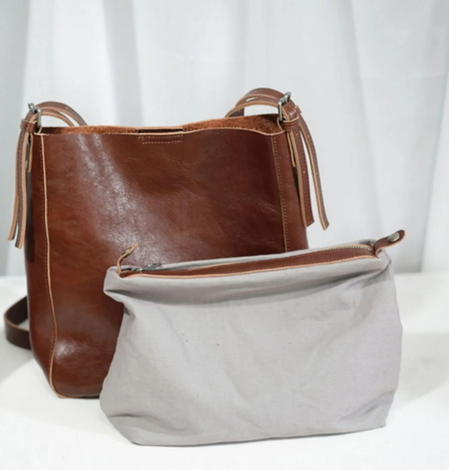 Womens Black Leather Bucket Bag Ladies Shoulder Bag