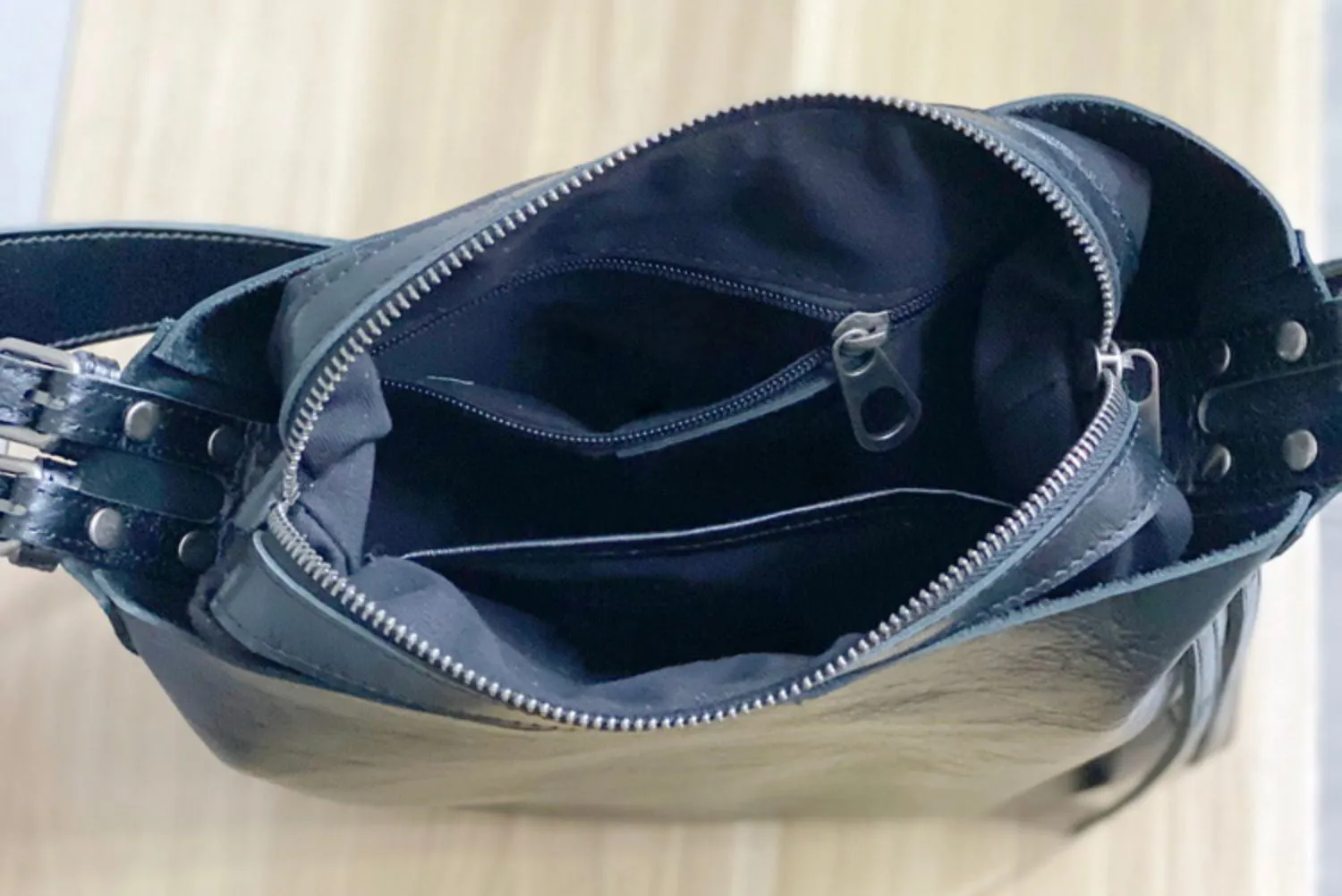 Womens Black Leather Bucket Bag Ladies Shoulder Bag