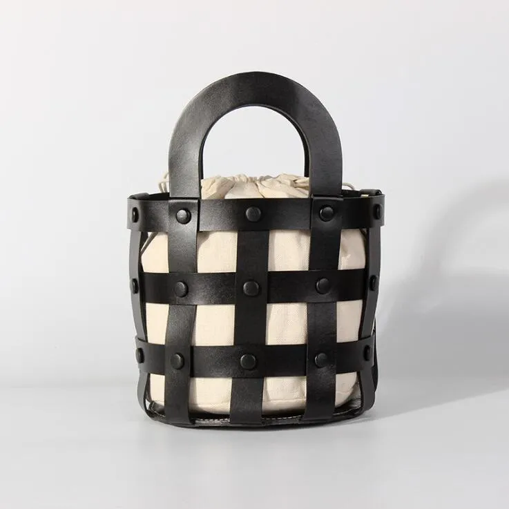 Womens Brown Side Bag Leather Bucket Bag For Women