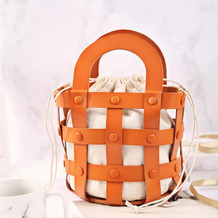 Womens Brown Side Bag Leather Bucket Bag For Women