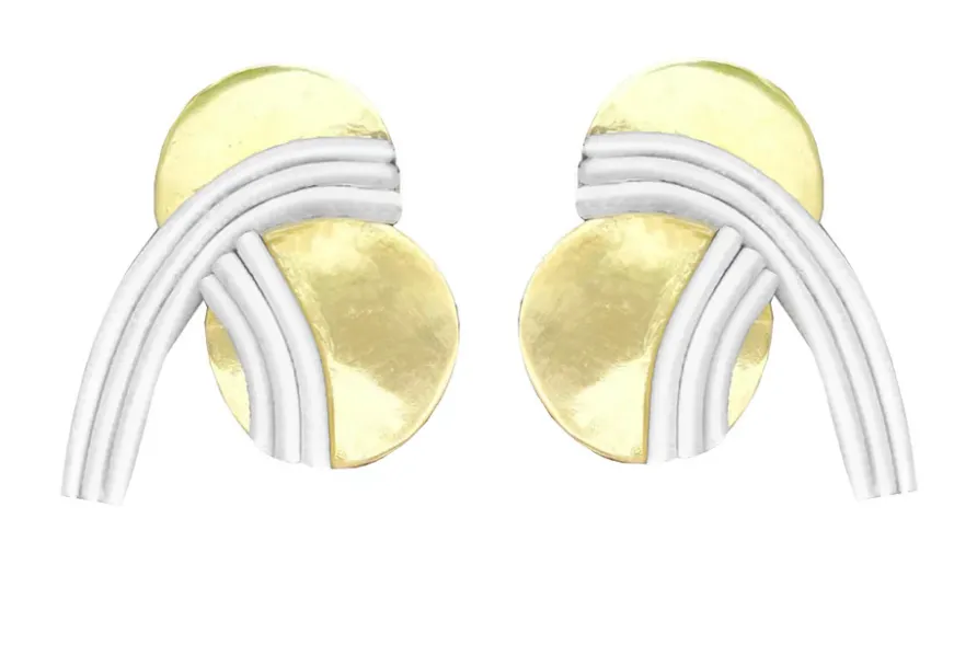 XITA Empress earrings with sterling silver ear pins and Leather Offcuts