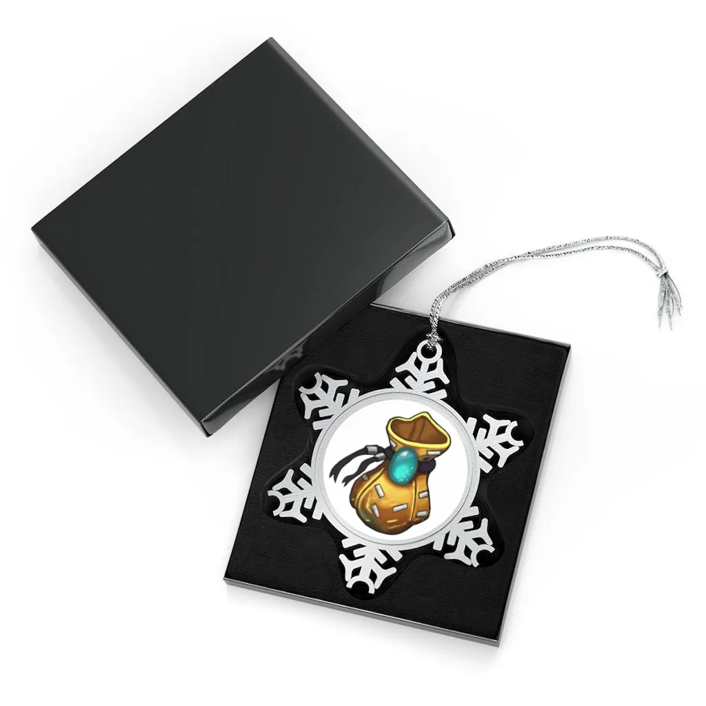 Yellow Bag Pewter Snowflake Ornament
